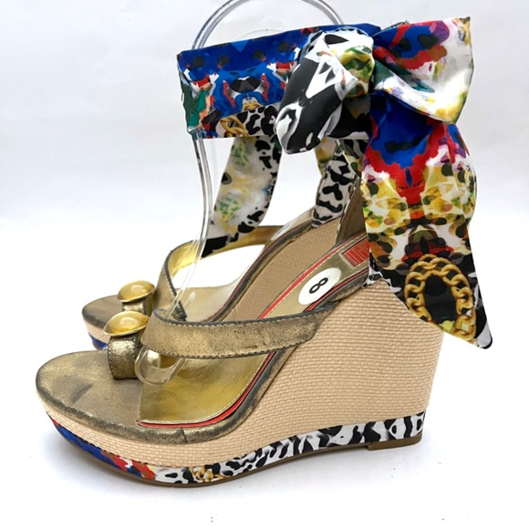 Carlos Falchi Platform Wedge Sandals - Picture 3 of 14